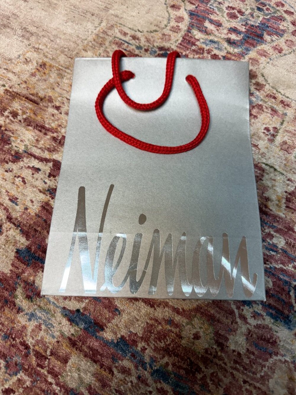 Neiman Marcus Silver With Large Letters Empty Shopping/ Tote Bag In Great Shape!